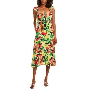 Julia Jordan Floral Ruffle Shoulder Midi Dress Size 4